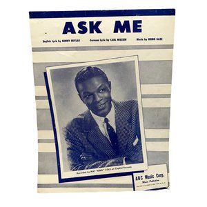 Piano Sheet Music Ask Me Nat King Cole 1954 Vintage Sunny Skylar Heino Gaze